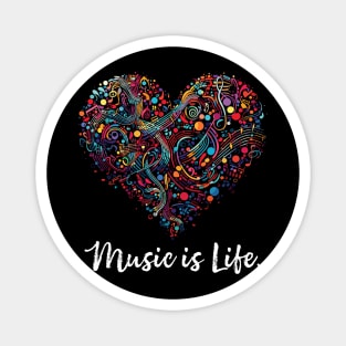 Music is Life Artistic Heart Design Magnet